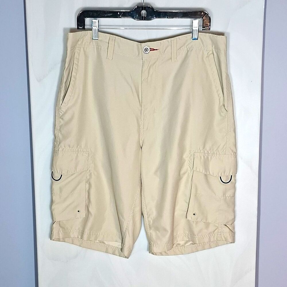 Tony Hawk Mens Cargo Shorts 34 Tan Polyester Utility Pocket Skater Casual Y2K
